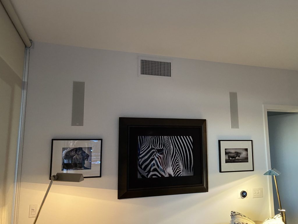 Connected television, audio and climate control in a finished living room