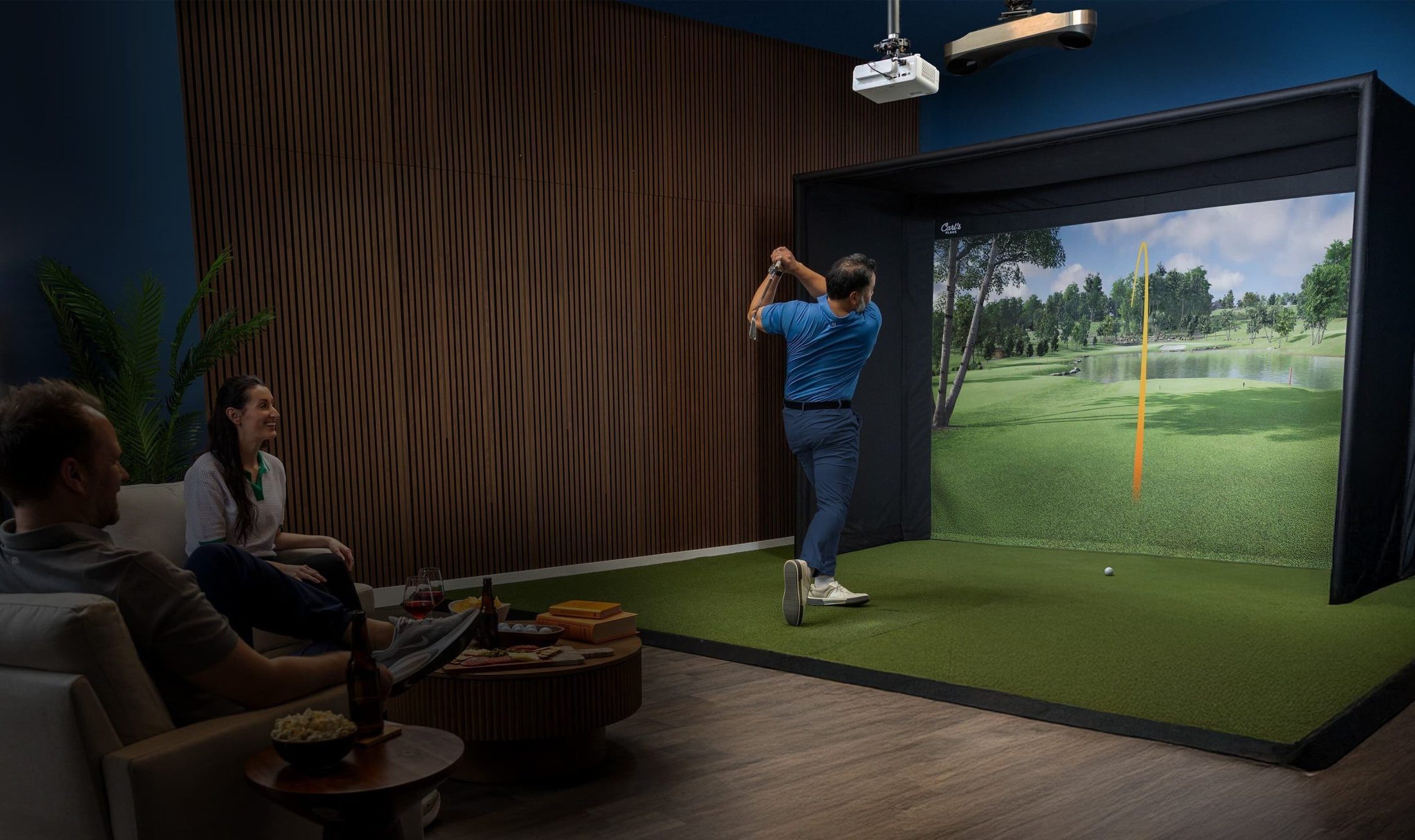 Integrated home golf simulator