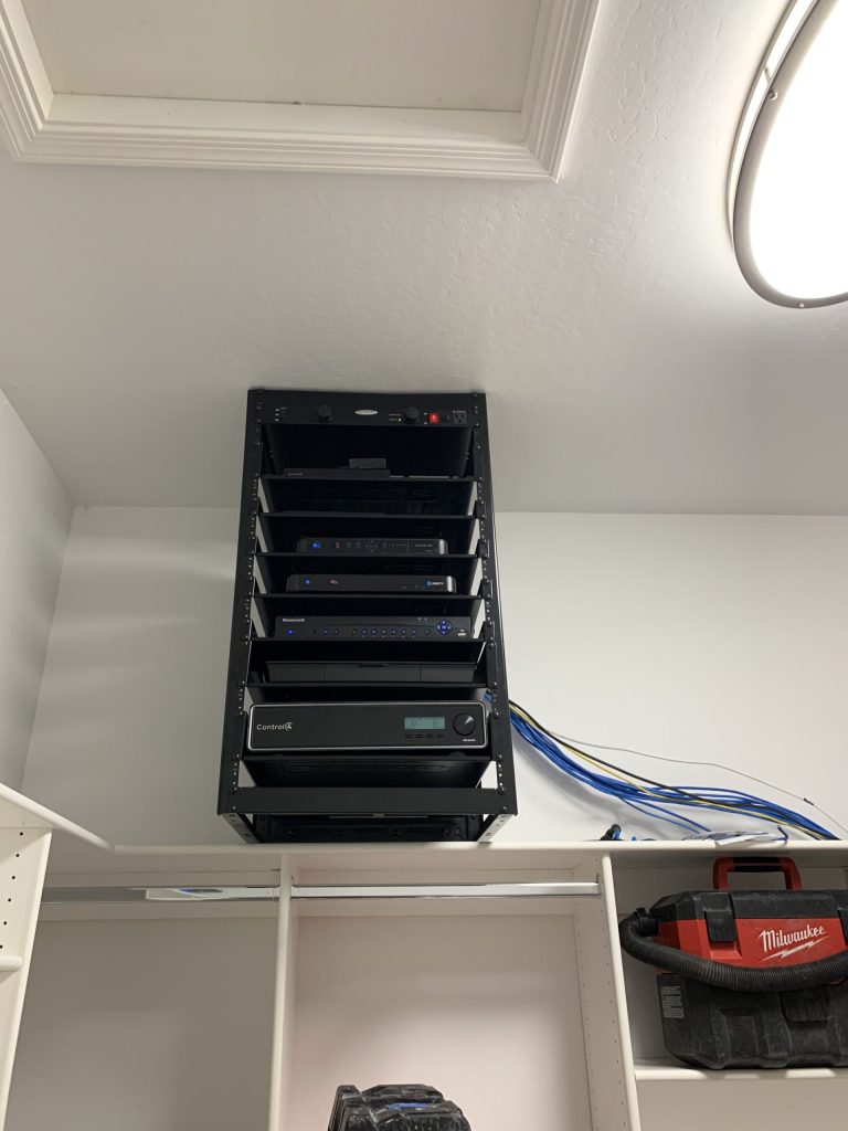 Centralized equipment rack organized for service and expansion