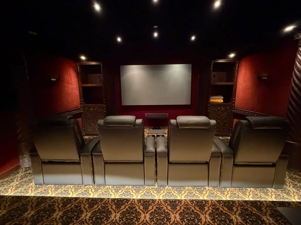 Detailed home theater with leather seating